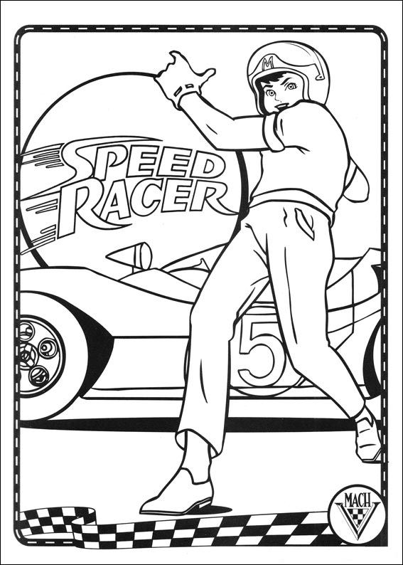 Print Speed racer kleurplaat